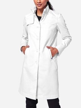 FIGS White Trench Coat - Women's Lightweight Button-Front